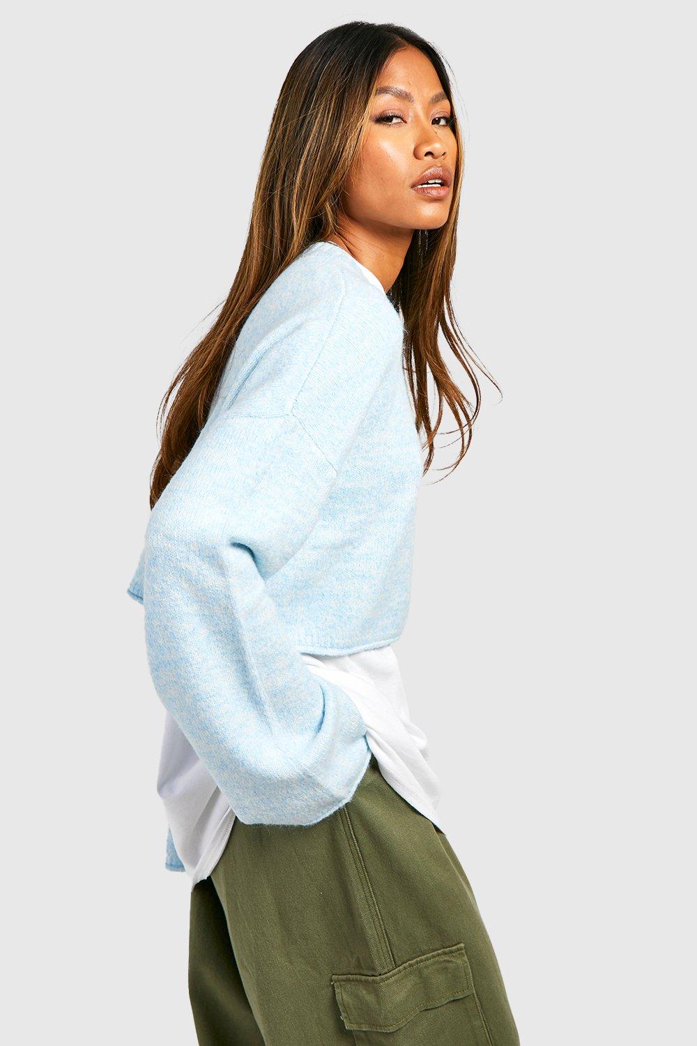 Wide sleeve crop jumper top